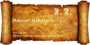 Mahrer Nikolett névjegykártya